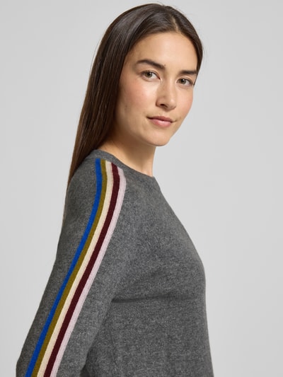 Jake*s Casual Gebreide pullover van kasjmier met contraststrepen Donkergrijs gemêleerd - 3