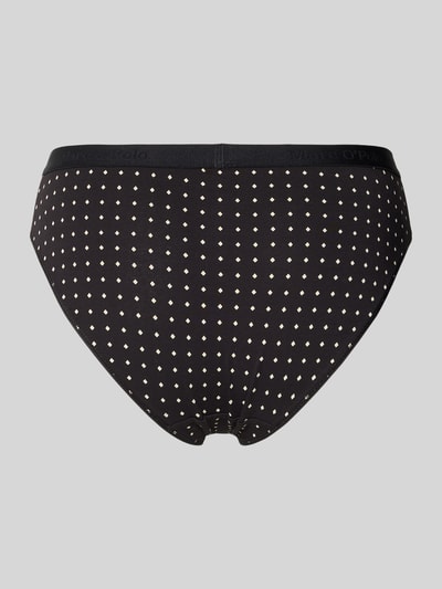 Produktfoto, Slip aus Baumwoll-Mix im 3er-Pack von Marc O'Polo, schwarz mit Allover-Muster, elastischer Bund, weich strukturierter Jersey Stretch
