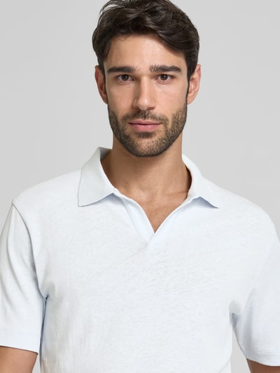 Marc O'Polo Koszulka polo o kroju regular fit z mieszanki bawełny i lnu Błękitny 3