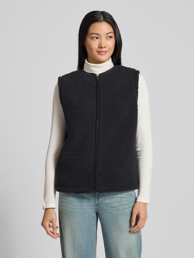Samsøe Samsøe Fleeceweste mit Rundhalsausschnitt und Reißverschluss Anthrazit 4