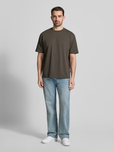 Lindbergh Oversized T-Shirt mit Rundhalsausschnitt Mittelbraun 1