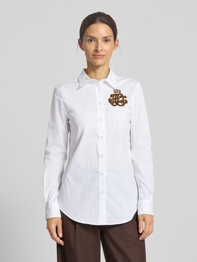 Lauren Ralph Lauren Slim fit overhemdblouse met logo van kralen, model 'JAMELKO' Wit - 4