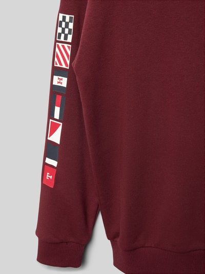 Tommy Hilfiger Teens Hoodie mit Label-Stitching Modell 'FLAGS EMBROIDERED' Bordeaux 2