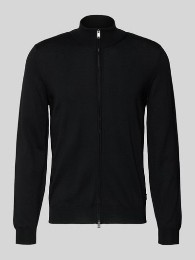 Produktfoto, Cardigan mit Label-Detail Modell 'Balonso' von BOSS aus reiner Schurwolle im unifarbenen Design mit durchgehendem Reißverschluss.