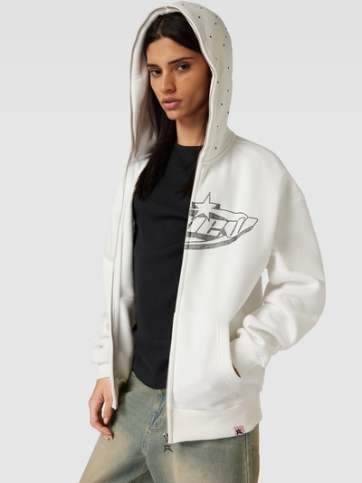 Review Sweatjacke mit Label-Strasssteinbesatz Offwhite 3