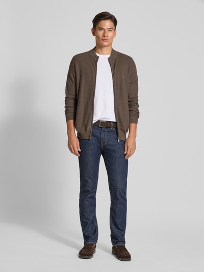 Fynch-Hatton Strickjacke mit Logo-Stitching Mittelbraun 1