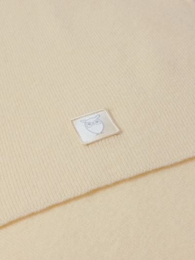 Knowledge Cotton Apparel Szal wełniany z detalem z logo Złamany biały 2