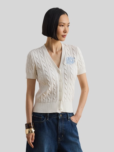 Lauren Ralph Lauren Regulat Fit Strickjacke mit kurzem Arm aus reiner Baumwolle Weiss 4