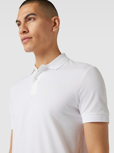 BOSS Green Poloshirt mit Label-Print Modell 'Pio' Weiss 3