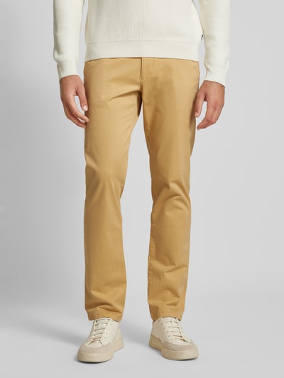 Christian Berg Men Tapered fit chino met achterzakken Mosterdgeel - 4