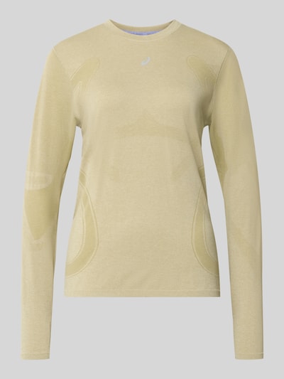 ASICS Slim Fit Longsleeve mit Logo-Print Modell 'Road' Oliv 1