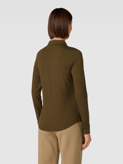 Marc O'Polo Longsleeve aus Viskose-Elasthan-Mix mit Umlegekragen Khaki 5