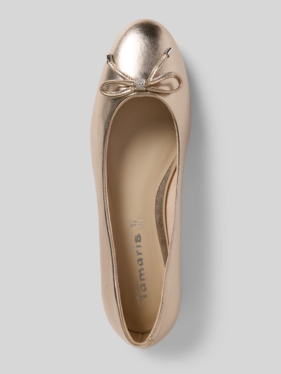 Tamaris Ballerina's met strikdetail en strass-steentjes Goud gemêleerd - 3