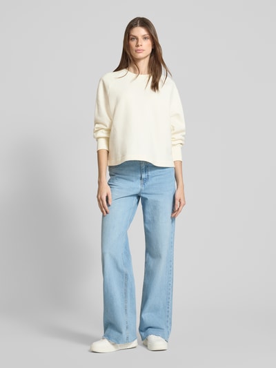Jake*s Casual Sweatshirt mit Strukturmuster Offwhite 1