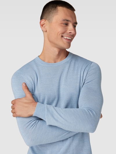 Christian Berg Men Pullover aus Woll-Mix Hellblau Melange 3