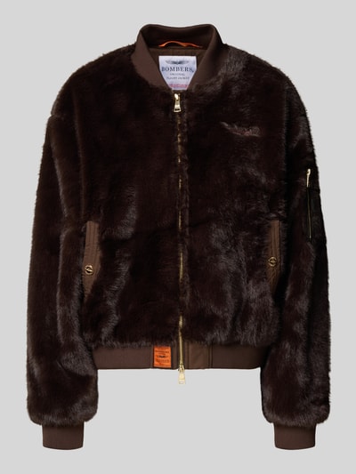 Original Bombers Bomberka ze sztucznego futra z dwustronnym zamkiem błyskawicznym Ciemnobrązowy 2