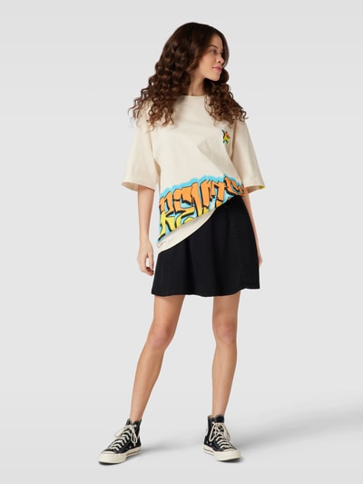 Review Oversized T-shirt met graffitiprint Ecru - 1