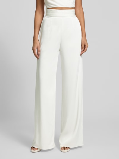 Luxuar Spodnie materiałowe z tasiemką w talii i wpuszczanymi kieszeniami Złamany biały 4