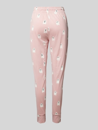 Jake*s Casual Tapered Fit Pyjama-Hose mit Motiv-Print Rosa 3