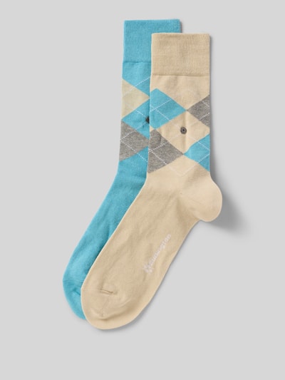 Produktfoto, Socken mit Label-Detail Modell 'Everyday' von Burlington im 2er-Pack aus elastischem Baumwoll-Mix mit Argyle-Muster und Label-Detail.