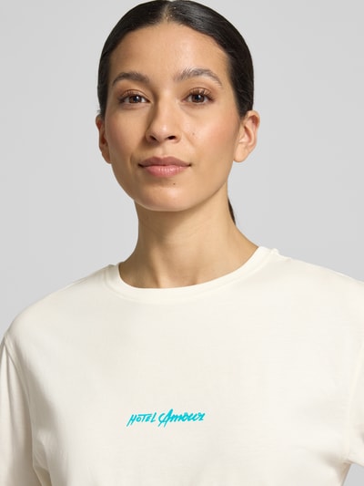 Selected krój regular fit t-shirt z czystej bawełny model 'VIGGA' Złamany biały 3
