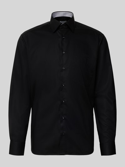 ETERNA Comfort fit zakelijk overhemd van katoen met kentkraag Zwart - 2