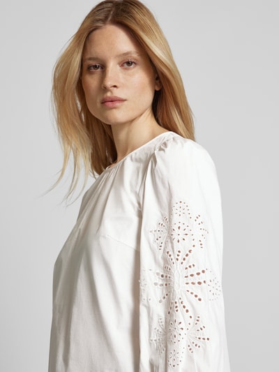 Oui Blouse met broderie anglaise Wit - 3