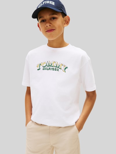 Tommy Hilfiger Kids Regular Fit T-Shirt aus reiner Baumwolle Weiss 4