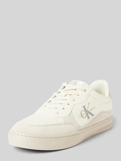 Calvin Klein Jeans Leren sneakers met labeldetails model 'CLASSIC CUPSOLE LOW MIX' Offwhite - 1