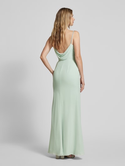 Luxuar Abendkleid mit Wasserfall-Ausschnitt Hellgruen 5