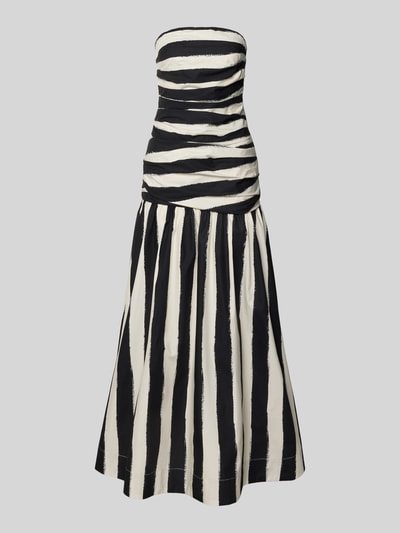 Produktfoto, Midikleid in Bandeau-Form Modell 'LISA' von Topshop aus reiner Baumwolle, schwarz-weiße Streifen, figurbetonter Schnitt, raffinierte Textur