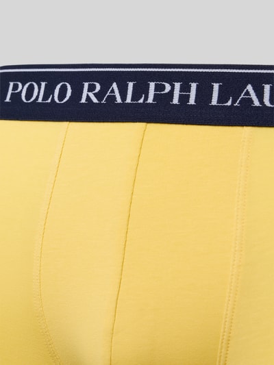 Produktfoto, Skinny Fit Trunks aus Baumwoll-Mix im 5er Pack von Polo Ralph Lauren Underwear, Optik: Unifarben, Stretch-Material, Label-Schriftzug auf elastischem Bund, gelbe Textur.
