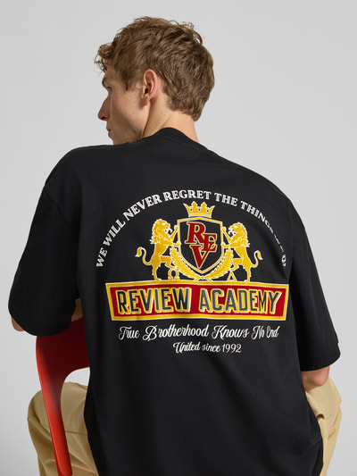 REVIEW T-shirt met labelpatch Zwart - 3