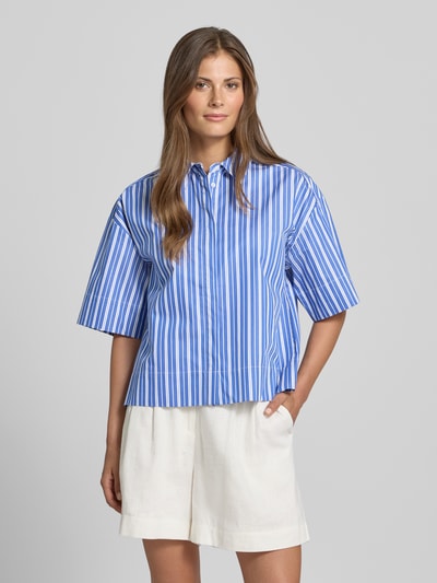 Selected Femme Bluzka koszulowa o pudełkowym kroju z czystej bawełny model ‘FIA’ Królewski niebieski 4