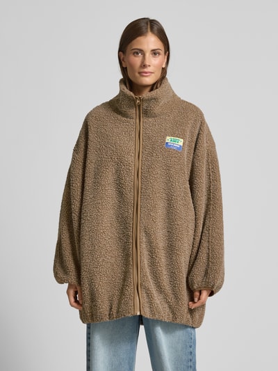 American Vintage Teddyjacke mit Label-Detail Modell 'HOKTOWN' Kitt Melange 4