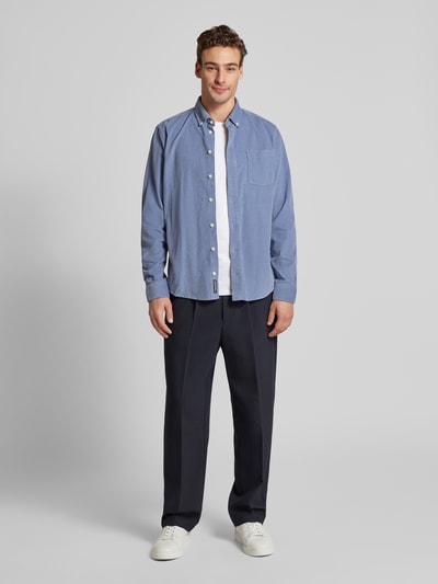 Casual Friday Regular Fit Cordhemd mit Button-Down-Kragen Modell 'ANTON' Hellblau 1