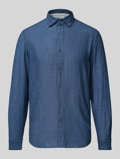 FIL NOIR Regular fit zakelijk overhemd met kentkraag, model 'ROMA' Marineblauw - 2