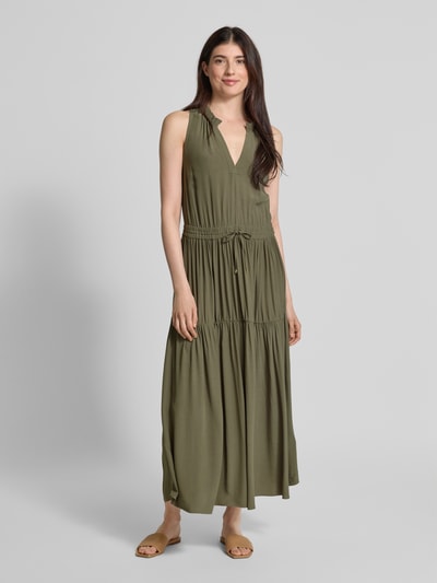 MOS MOSH Maxikleid mit Tunikakragen Modell 'Sabri' Khaki 4