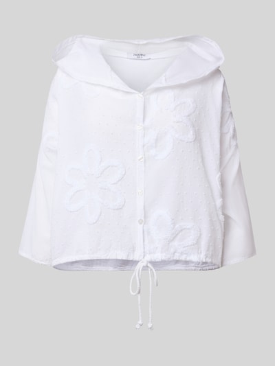 ZABAIONE Boxy Fit Bluse mit Kapuze und Tunnelzug Weiss 2