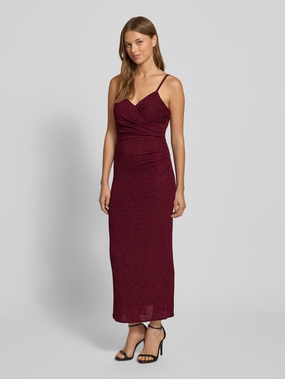 TROYDEN COLLECTION Avondjurk met V-hals en plooien Bordeaux - 1