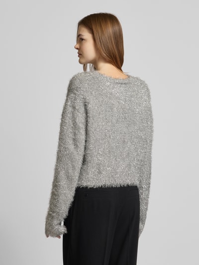 ICHI Oversized Strickpullover mit Rundhalsausschnitt Modell 'BLIZI' Silber 5