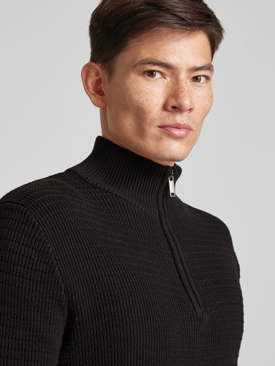 SELECTED HOMME Gebreide pullover met opstaande kraag, model 'THEO' Zwart - 3