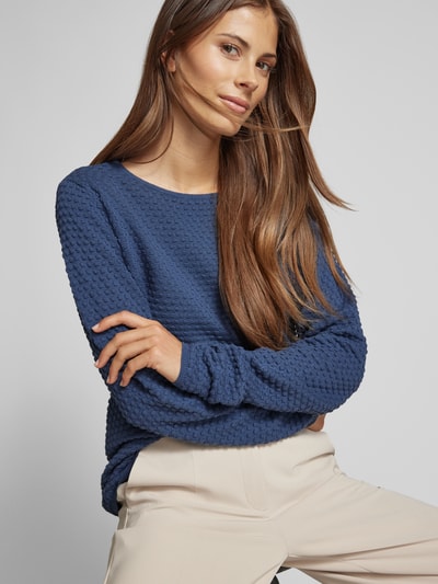 FREE/QUENT Strickpullover mit gerippten Abschlüssen Modell 'Dodo' Blau 3