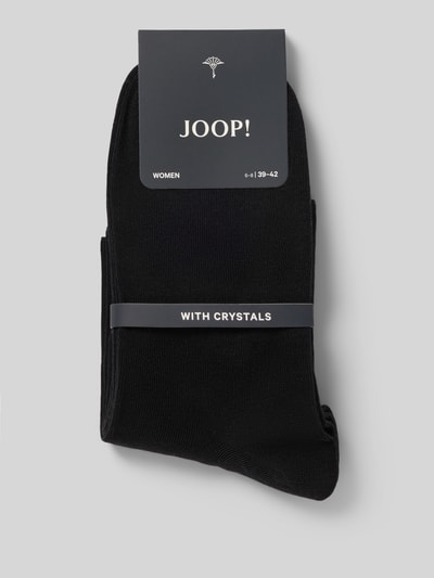 Produktfoto, schwarze Socken aus Baumwoll-Mix im 2er-Pack von JOOP! COLLECTION, feine Rippenstruktur, einheitliche Farbe.