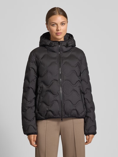 Marc Cain Gewatteerd regular fit jack met capuchon Zwart - 4