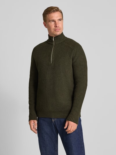 JAKE*S STUDIO MEN Gebreide pullover met opstaande kraag Donkergroen - 4