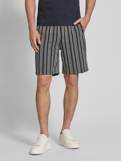 Casual Friday Regular fit korte broek met structuurmotief, model 'KALLE' Marineblauw - 4