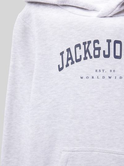 Jack & Jones Bluza o luźnym kroju z kapturem i kieszenią kangurką model ‘CALEB’ Jasnoszary melanż 2