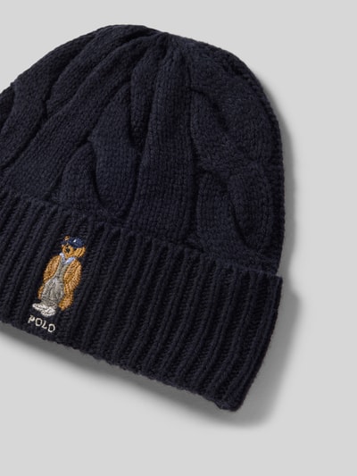 Polo Ralph Lauren Wollmütze mit Motiv-Stitching Modell 'FALL BEAR' Marine 2
