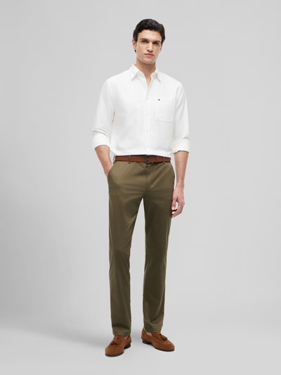 Tommy Hilfiger Chinosy o prostym kroju z mieszanki bawełny model 'DENTON' Khaki 1